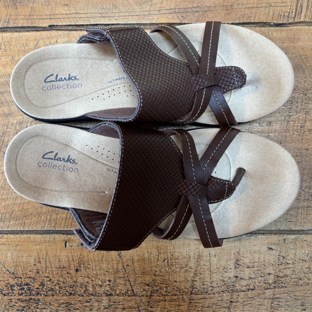 Clarks Womens Laurieann Edge Summer Sandals Brown Velcro Closure Size 6.5 - Picture 9 of 11